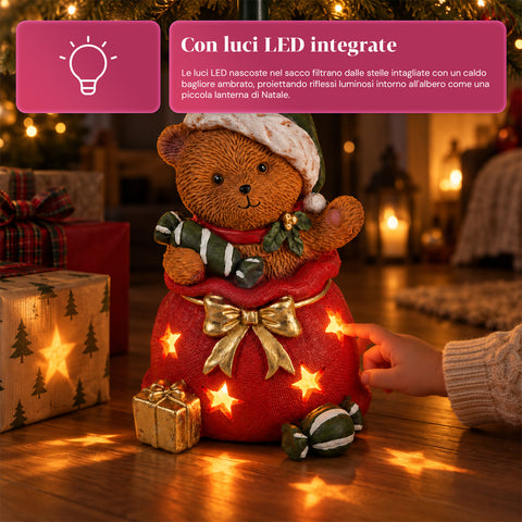 Socle décoratif pour sapin de Noël, 10 motifs, en fer et magnésium, fixation universelle, pour sapins jusqu’à 210 cm, 2 modèles avec lumières LED