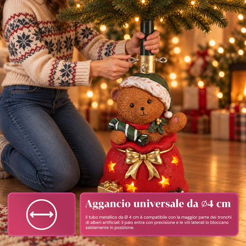 Socle décoratif pour sapin de Noël, 10 motifs, en fer et magnésium, fixation universelle, pour sapins jusqu’à 210 cm, 2 modèles avec lumières LED