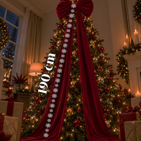Grand Nœud en Velours Rouge 190 cm – Ornement Rembourré avec Crochet, Décoration pour Porte, Arbre et Intérieur