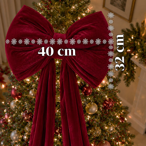 Grand Nœud en Velours Rouge 190 cm – Ornement Rembourré avec Crochet, Décoration pour Porte, Arbre et Intérieur