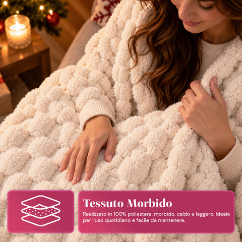 Set Coperta e Pantofole Soffici e Avvolgenti | Plaid Morbido 125x170 cm, Ciabatte Taglia Unica, 4 Colori
