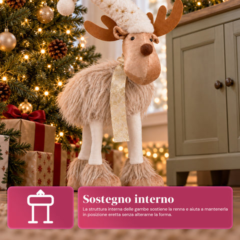 Grand Rennes de Noël en Peluche Douce 63 cm – Décoration de Noël avec Pattes Lestées | 4 Couleurs