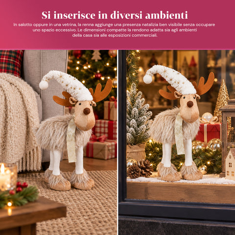 Grand Rennes de Noël en Peluche Douce 63 cm – Décoration de Noël avec Pattes Lestées | 4 Couleurs