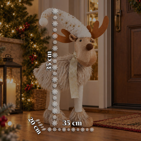Grand Rennes de Noël en Peluche Douce 63 cm – Décoration de Noël avec Pattes Lestées | 4 Couleurs