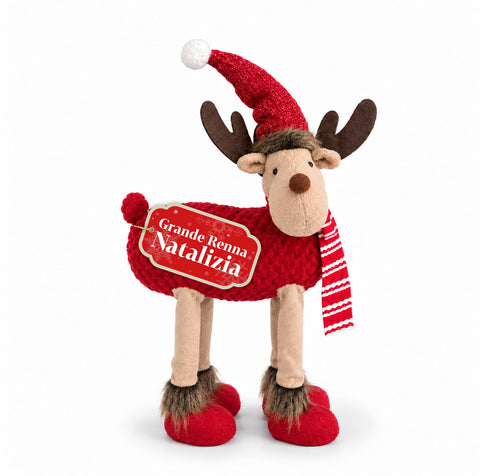 Grand Rennes de Noël en Peluche Douce 63 cm – Décoration de Noël avec Pattes Lestées | 4 Couleurs