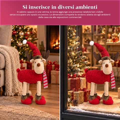 Grand Rennes de Noël en Peluche Douce 63 cm – Décoration de Noël avec Pattes Lestées | 4 Couleurs