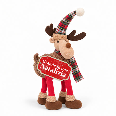 Grand Rennes de Noël en Peluche Douce 63 cm – Décoration de Noël avec Pattes Lestées | 4 Couleurs