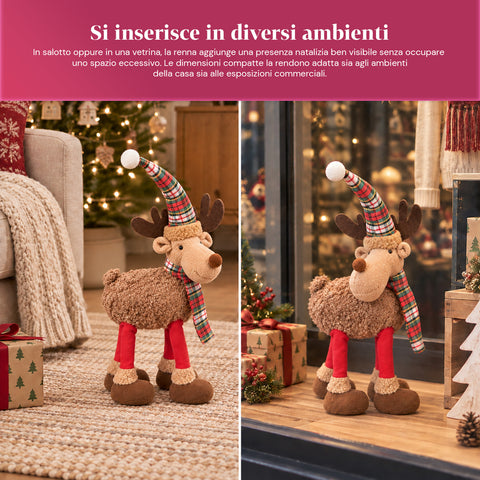 Grand Rennes de Noël en Peluche Douce 63 cm – Décoration de Noël avec Pattes Lestées | 4 Couleurs
