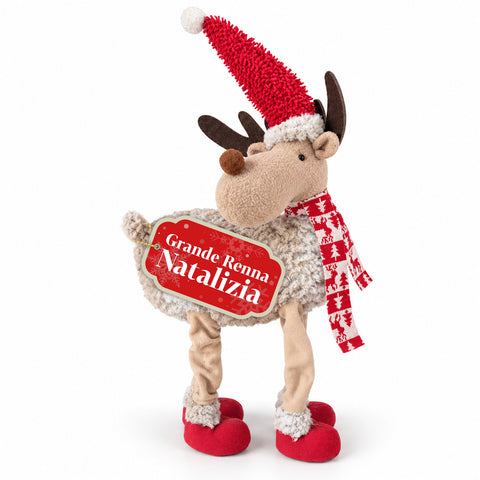 Grande renne de Noël de 63 cm en peluche douce – Décoration de Noël avec pattes lestées | 4 couleurs