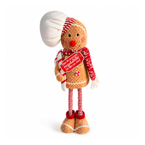 Personnage de Noël en pain d’épices extensible de 50 à 80 cm, décoration de Noël en peluche avec jambes télescopiques, 2 variantes