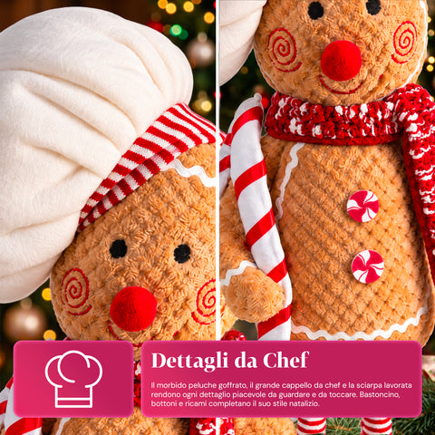 Personnage de Noël en pain d’épices extensible de 50 à 80 cm, décoration de Noël en peluche avec jambes télescopiques, 2 variantes