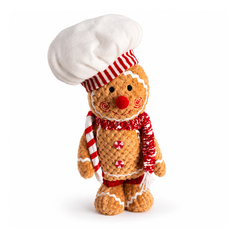 Peluche Bonhomme de Pain d'Épices Ginger 30 et 40 cm – Décoration de Noël avec Toque de Chef ou Bonnet de Noël