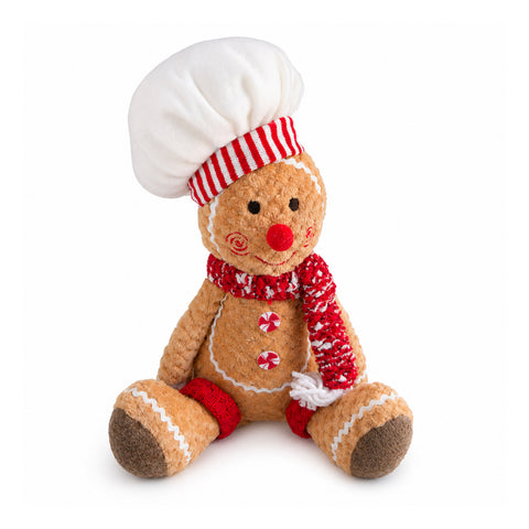Peluche Bonhomme de Pain d'Épices Ginger 30 et 40 cm – Décoration de Noël avec Toque de Chef ou Bonnet de Noël