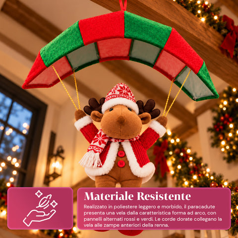 Parachute de Noël à suspendre 80 cm avec personnage de Noël, 4 personnages