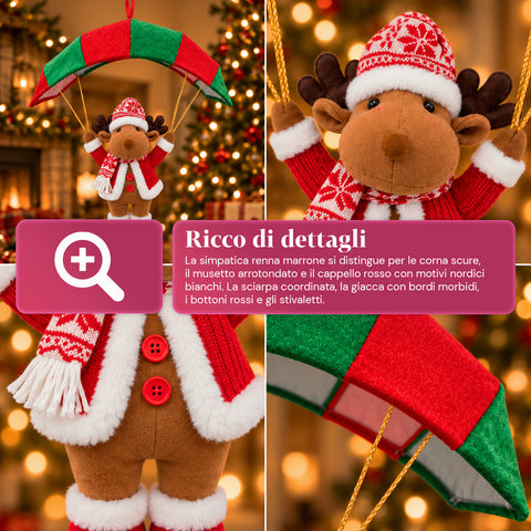 Parachute de Noël à suspendre 80 cm avec personnage de Noël, 4 personnages
