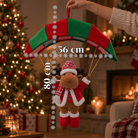 Parachute de Noël à suspendre 80 cm avec personnage de Noël, 4 personnages