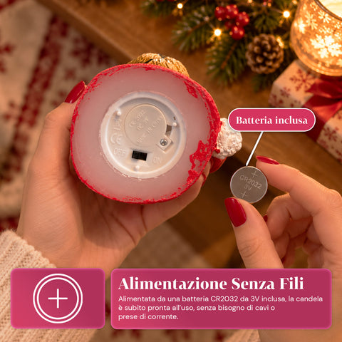Bougie de Noël LED à Piles en 3 Variantes – Père Noël avec Arbre, Ours et Visage d'Ours, Flamme Effet Réel, Décoration de Noël