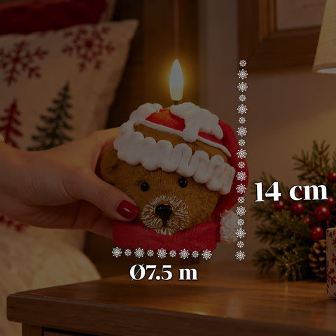 Bougie de Noël LED à Piles en 3 Variantes – Père Noël avec Arbre, Ours et Visage d'Ours, Flamme Effet Réel, Décoration de Noël