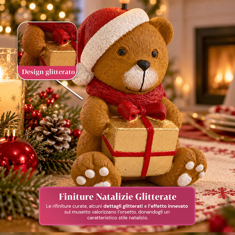 Candela Natalizia LED a Batteria in 3 Varianti – Babbo Natale con Albero, Orsetto e Viso Orso, Fiamma Effetto Reale, Decorazione Natale