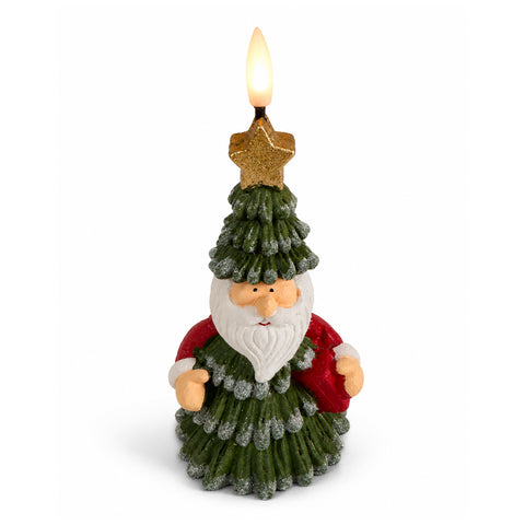 Bougie de Noël LED à Piles en 3 Variantes – Père Noël avec Arbre, Ours et Visage d'Ours, Flamme Effet Réel, Décoration de Noël