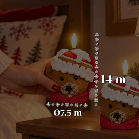 Bougie de Noël LED à Piles en 3 Variantes – Père Noël avec Arbre, Ours et Visage d'Ours, Flamme Effet Réel, Décoration de Noël
