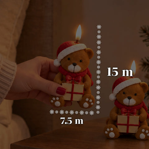 Candela Natalizia LED a Batteria in 3 Varianti – Babbo Natale con Albero, Orsetto e Viso Orso, Fiamma Effetto Reale, Decorazione Natale