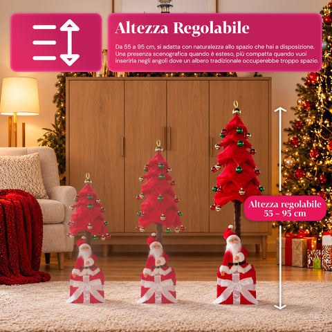 Sapin de Noël extensible de 90 et 95 cm avec paquet cadeau et personnages