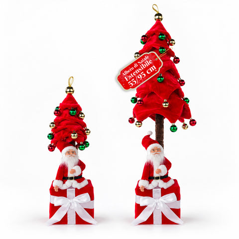 Sapin de Noël extensible de 90 et 95 cm avec paquet cadeau et personnages