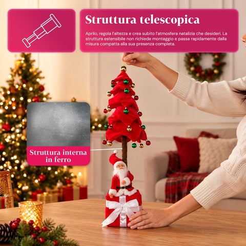 Sapin de Noël extensible de 90 et 95 cm avec paquet cadeau et personnages