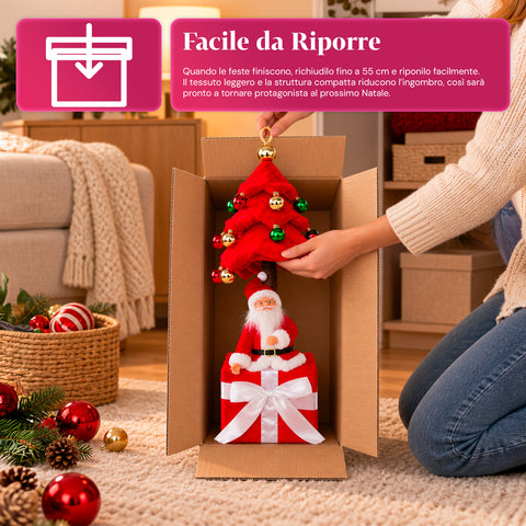 Sapin de Noël extensible de 90 et 95 cm avec paquet cadeau et personnages