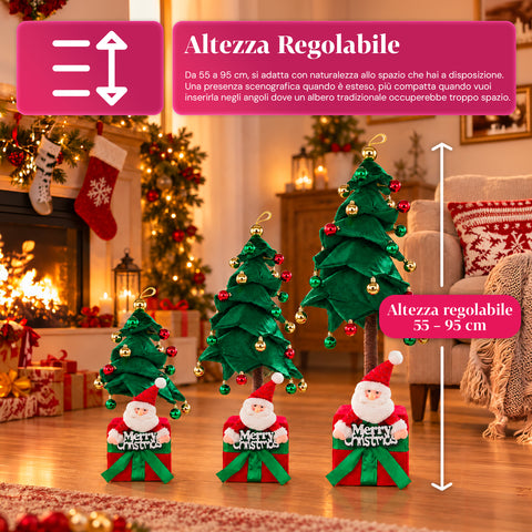 Sapin de Noël extensible de 90 et 95 cm avec paquet cadeau et personnages