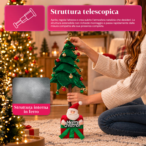 Sapin de Noël extensible de 90 et 95 cm avec paquet cadeau et personnages