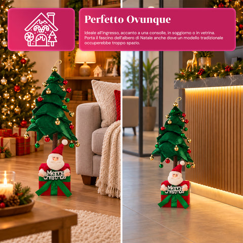 Sapin de Noël extensible de 90 et 95 cm avec paquet cadeau et personnages