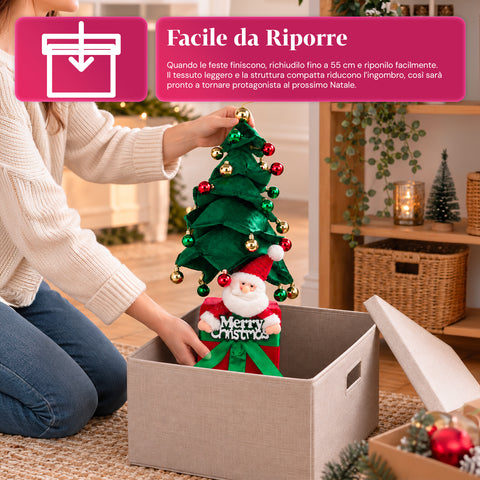 Sapin de Noël extensible de 90 et 95 cm avec paquet cadeau et personnages