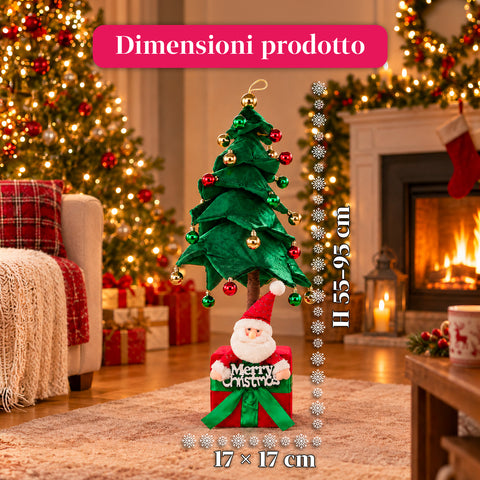 Sapin de Noël extensible de 90 et 95 cm avec paquet cadeau et personnages