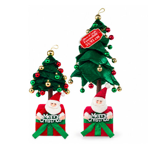Sapin de Noël extensible de 90 et 95 cm avec paquet cadeau et personnages