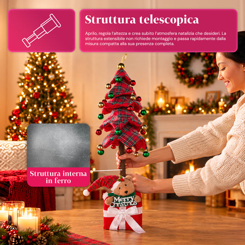 Sapin de Noël extensible de 90 et 95 cm avec paquet cadeau et personnages