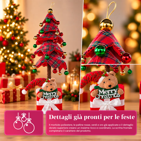 Sapin de Noël extensible de 90 et 95 cm avec paquet cadeau et personnages