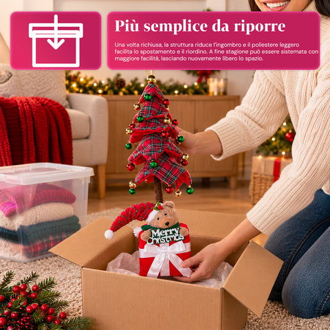 Sapin de Noël extensible de 90 et 95 cm avec paquet cadeau et personnages