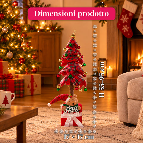 Sapin de Noël extensible de 90 et 95 cm avec paquet cadeau et personnages