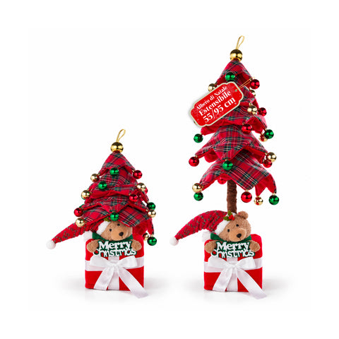 Sapin de Noël extensible de 90 et 95 cm avec paquet cadeau et personnages