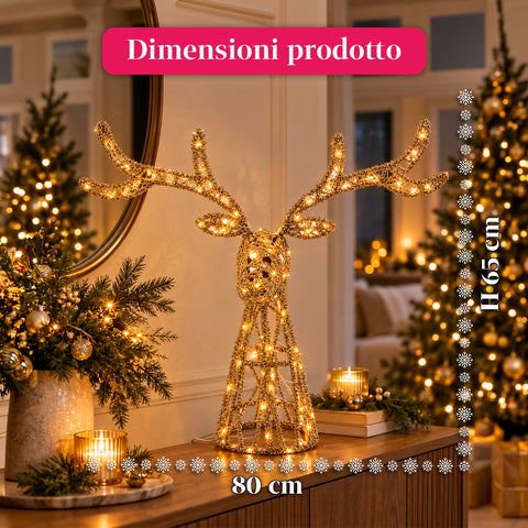 Cerf lumineux LED scintillant doré, décoration de Noël en fer et polyéthylène, lumière chaude alimentée par USB, 3 tailles : 65, 85 et 110 cm
