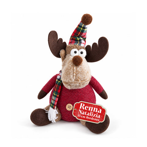 Renne de Noël décorative en polyester – Ornement de Noël avec base sablée, design sympathique, 4 variantes de style, 2 tailles de 35 et 50 cm
