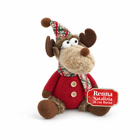 Renne de Noël décorative en polyester – Ornement de Noël avec base sablée, design sympathique, 4 variantes de style, 2 tailles de 35 et 50 cm