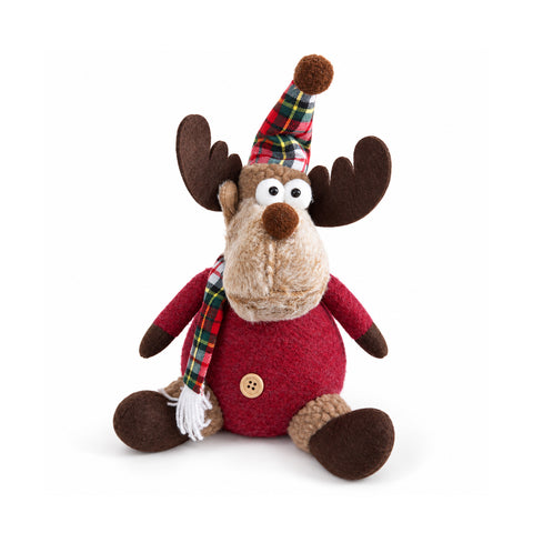Renne de Noël décorative en polyester – Ornement de Noël avec base sablée, design sympathique, 4 variantes de style, 2 tailles de 35 et 50 cm