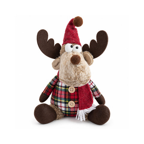 Renne de Noël décorative en polyester – Ornement de Noël avec base sablée, design sympathique, 4 variantes de style, 2 tailles de 35 et 50 cm