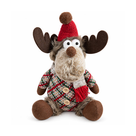 Renne de Noël décorative en polyester – Ornement de Noël avec base sablée, design sympathique, 4 variantes de style, 2 tailles de 35 et 50 cm