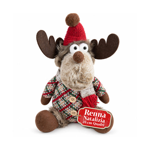 Renne de Noël décorative en polyester – Ornement de Noël avec base sablée, design sympathique, 4 variantes de style, 2 tailles de 35 et 50 cm