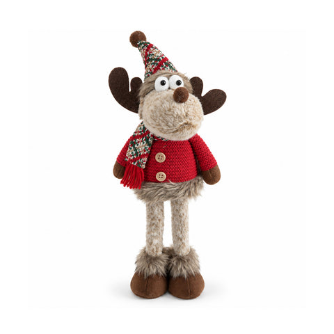 Renne de Noël décorative en polyester – Ornement de Noël avec base sablée, design sympathique, 4 variantes de style, 2 tailles de 35 et 50 cm
