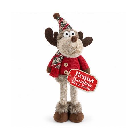 Renne de Noël décorative en polyester – Ornement de Noël avec base sablée, design sympathique, 4 variantes de style, 2 tailles de 35 et 50 cm